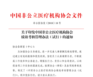 中国非公立医疗机构协会绩效考核管理办法 （试行）