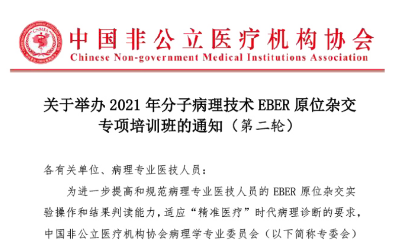 分支机构丨关于举办2021年分子病理技术EBER原位杂交专项培训班的通知（第二轮）